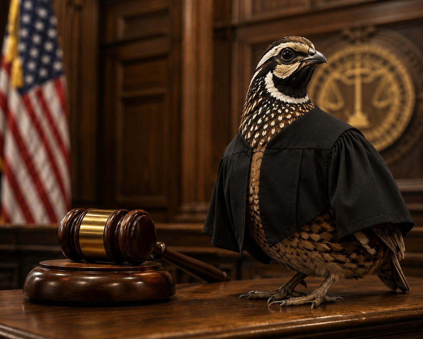 War Quail mascot dressed as a judge, illustrating the NFA transfer disclosure page